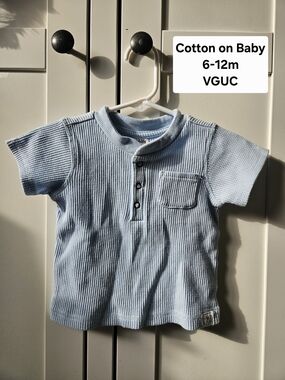 Light Blue Henley Tee - 6-12m